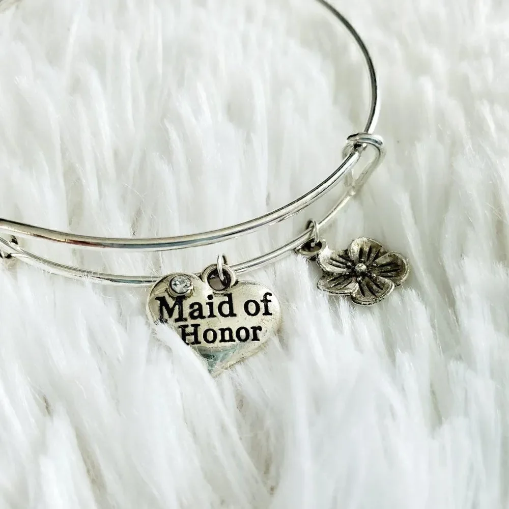 Maid of Honor Charm Bracelet, Wedding Jewelry
